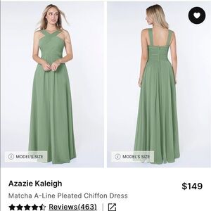 Azazie Size A8 chiffon dress color matcha